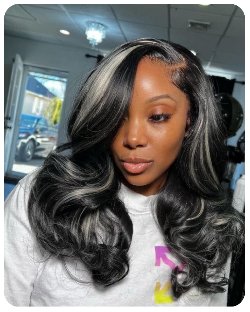 black With Blond Highlight Body Wave Wig HD Lace 13X4