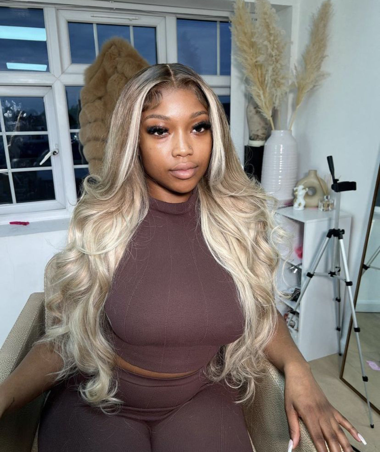 Ash blond colored real HD Lace 13X6 Full Frontal Wig Loose Wave
