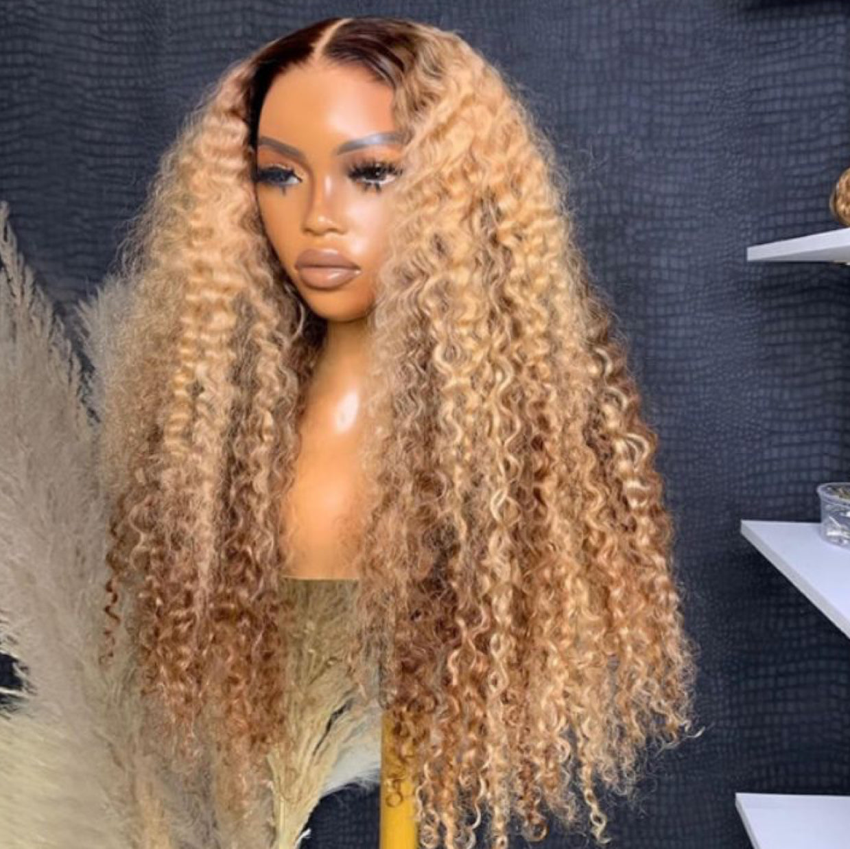 Blonde Highlight Curly 13x4 HD Lace Full Frontal Wigs