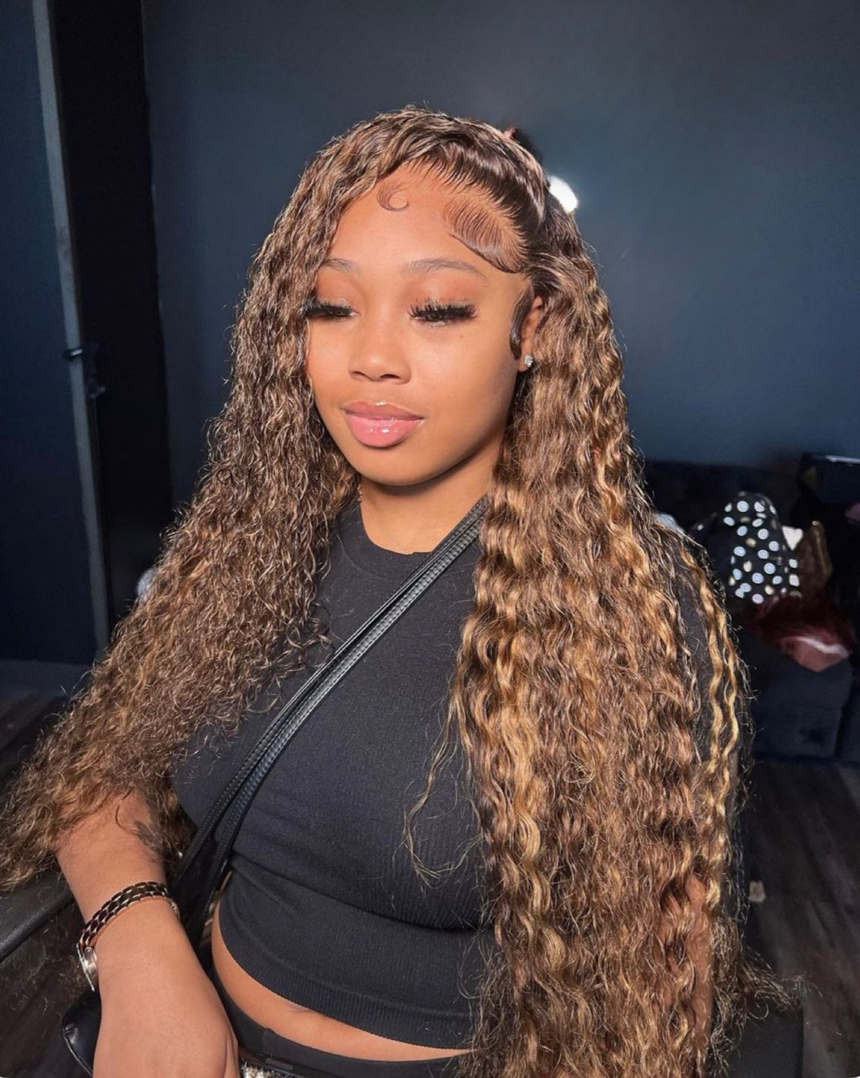 Blonde Highlight Curly 13x4 HD Lace Full Frontal Wigs