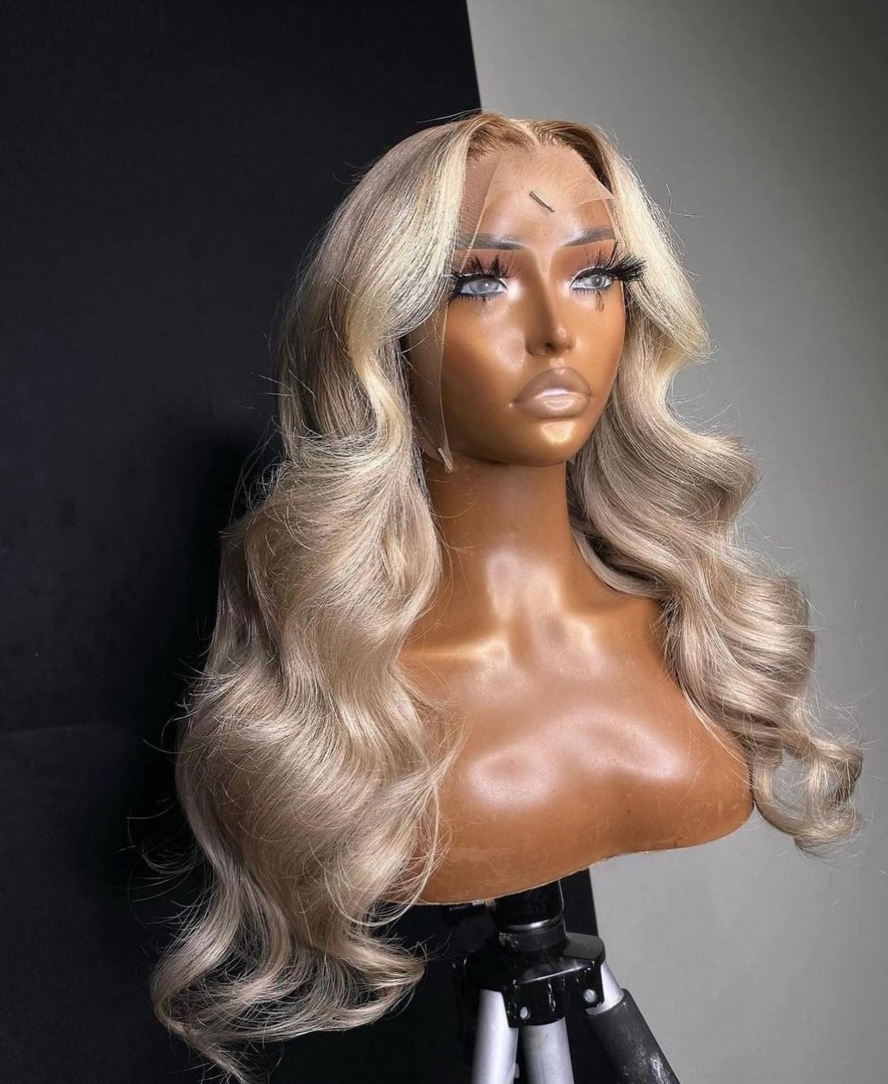 Ash blond colored real HD Lace 13X6 Full Frontal Wig Loose Wave