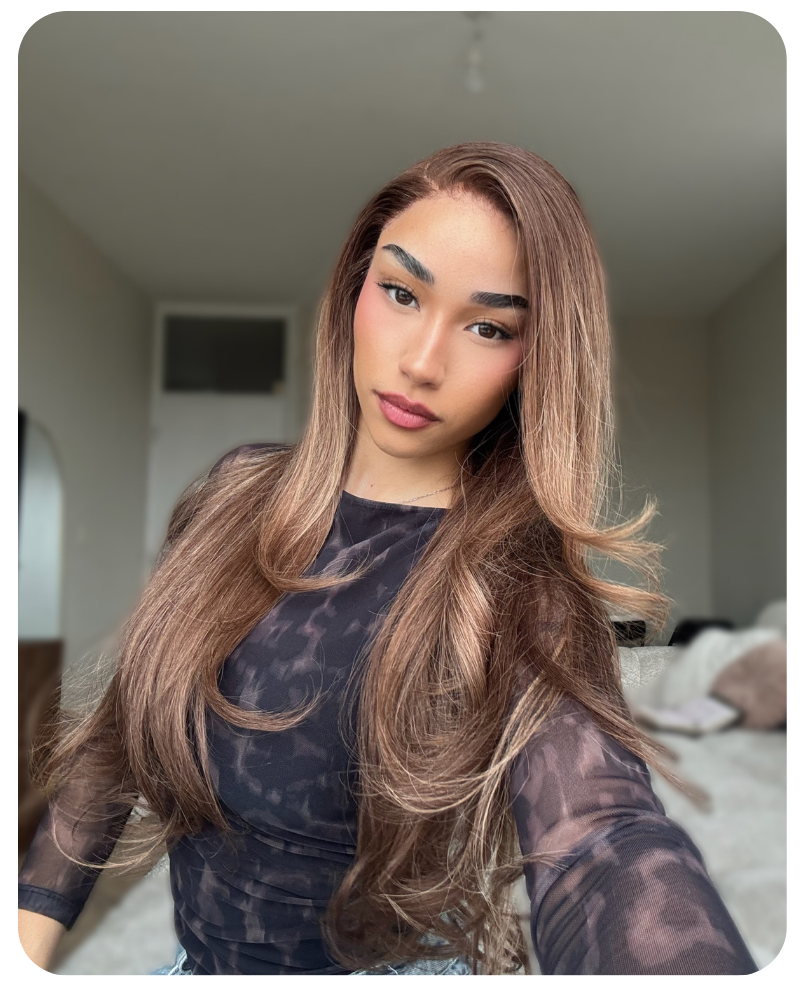 Soft Caramel Brown 13x6 Body Wave HD Lace Wig with Blended Highlights