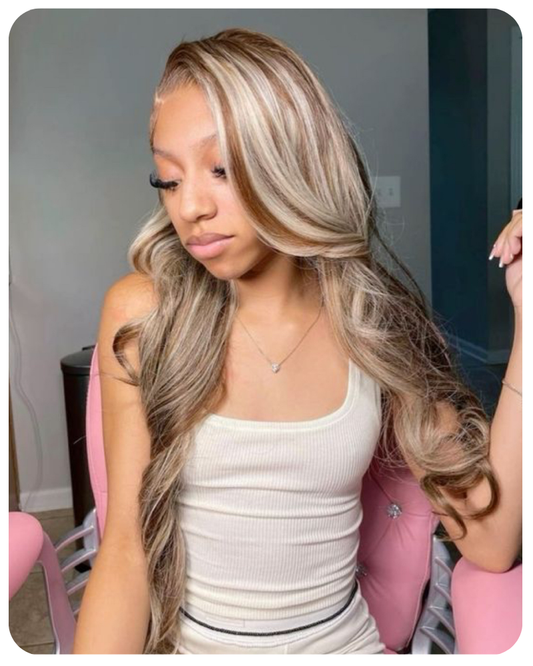 Honey Ash Blonde with Platinum Highlights HD lace wig Body Wave